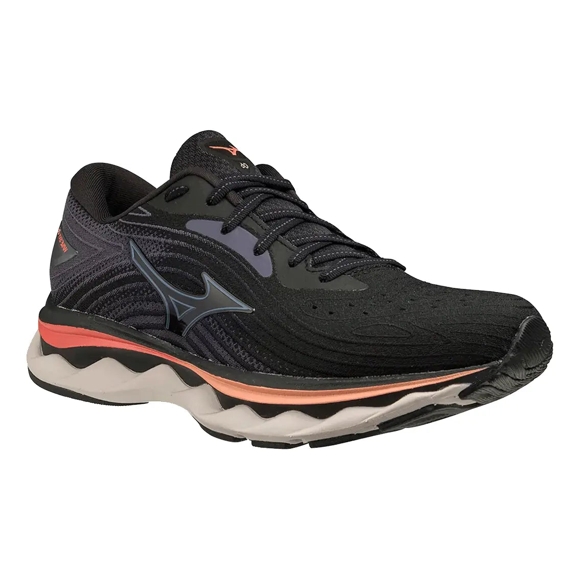 Mizuno Wave Sky 6 Women's Running Shoes - Black/Quicksilver/Hot Coral | Lightweight Cushioned Sneakers for Road Running, Jogging & Gym Workouts