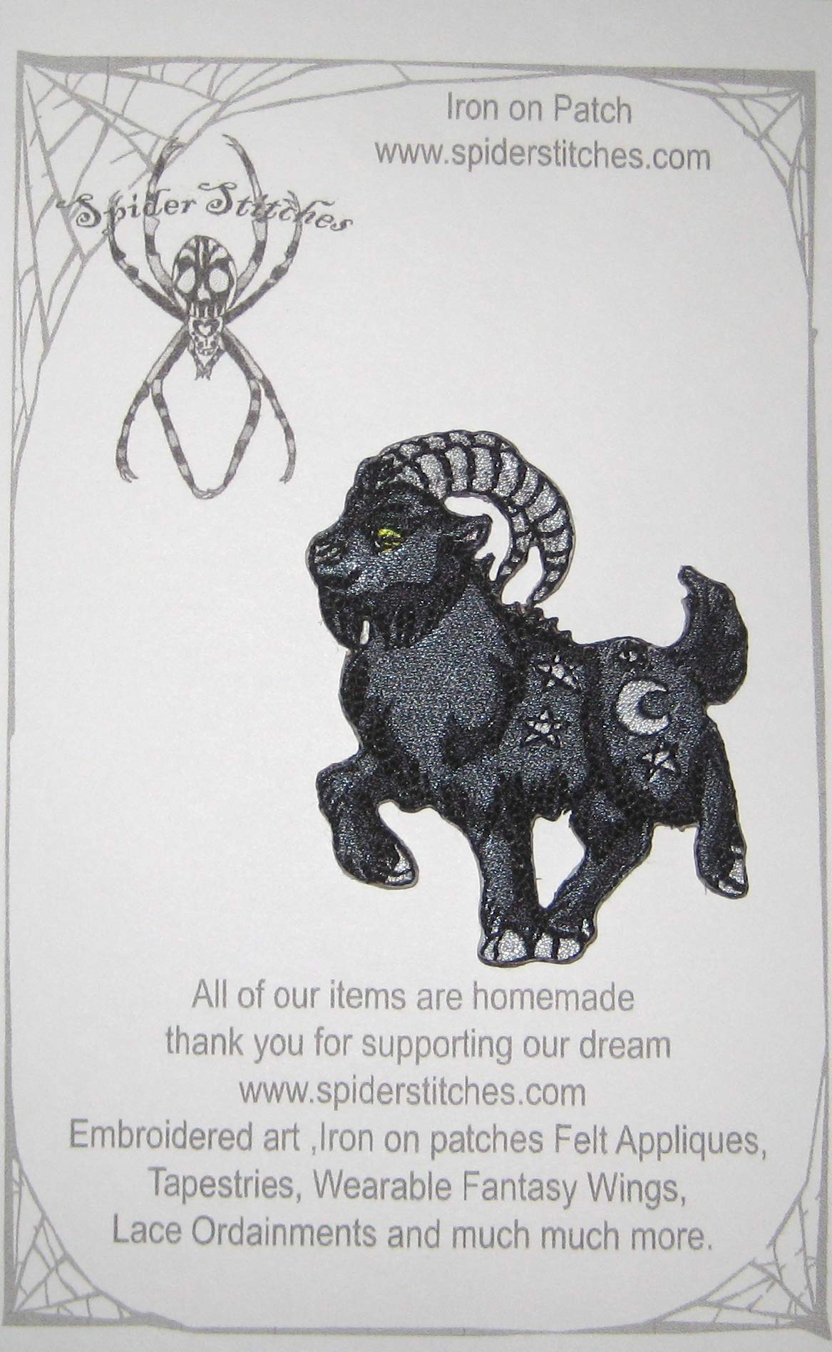 Black Goat Dancing Pagan Iron-On Patch for Clothing - Occult Witchcraft, Gothic Fashion, DIY Costume & Jacket Embellishment