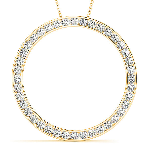 0.80 Carat Diamond Circle Pendant Necklace - Channel Set 14K White Gold Women's Jewelry for Anniversary & Valentine's Day Gifts