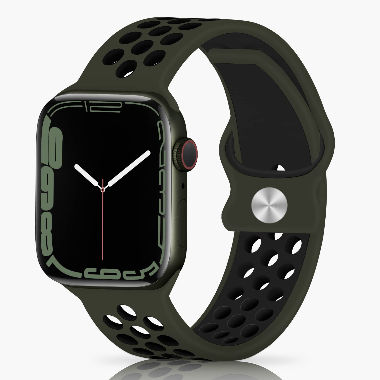 Breathable Soft Silicone Sport Band Compatible with Apple Watch 38mm 40mm 41mm - Replacement Strap for iWatch Series SE/7/6/5/4/3/2/1 - Comfortable for Women & Men - Perfect for Running, Gym & Daily Wear (Alfalfa/Black, 38mm/40mm/41mm)