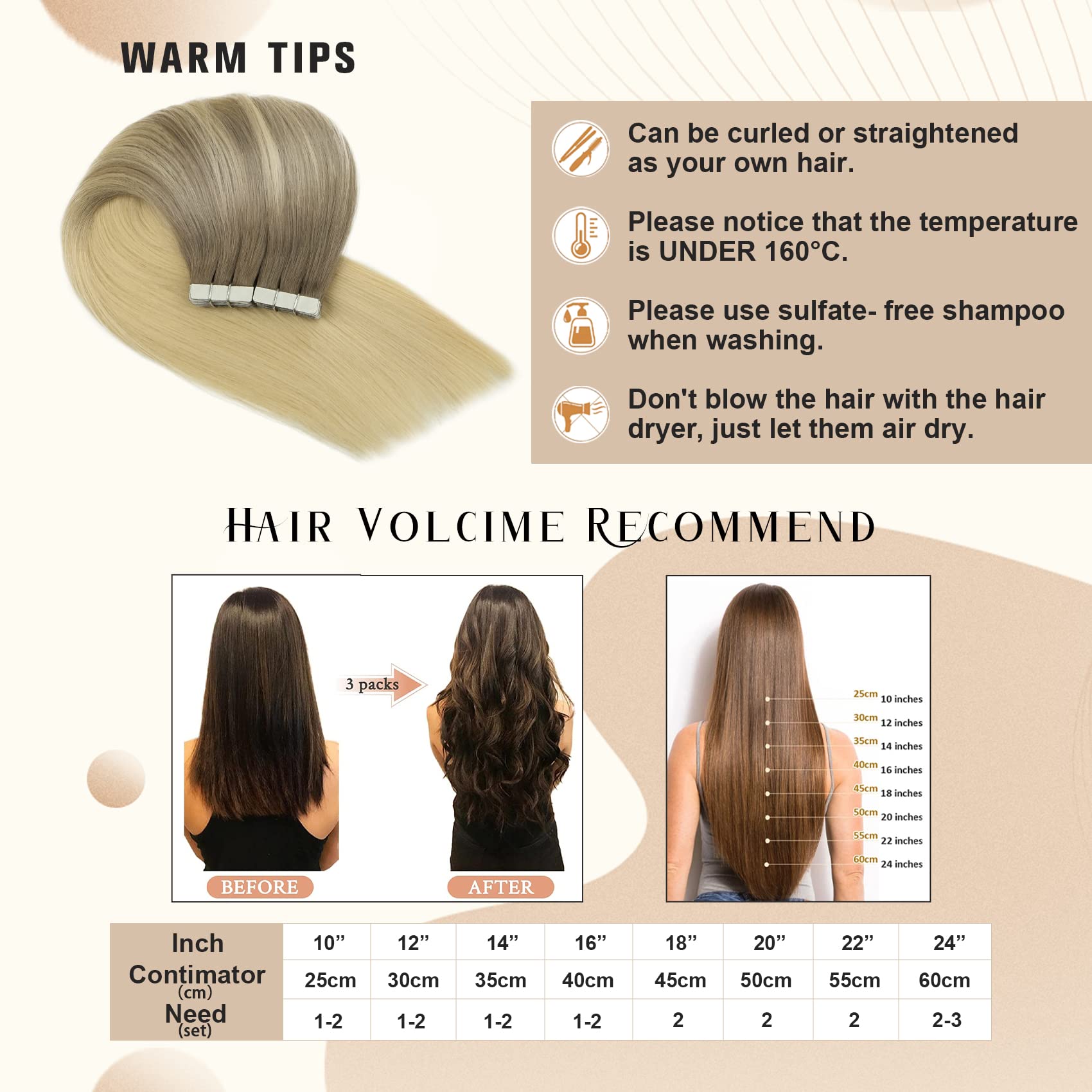 Ash Brown to Platinum Blonde Ombre Human Hair Tape-in Extensions 22