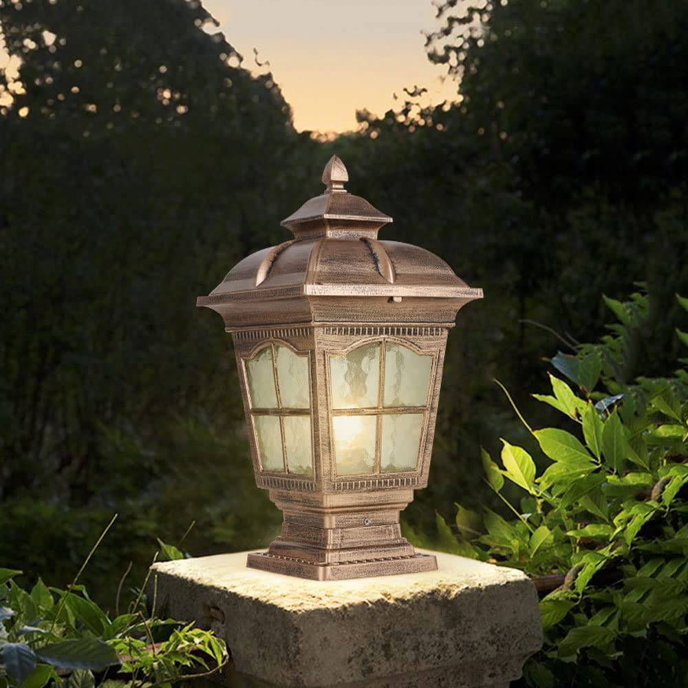 Outdoor Column Lights - Waterproof & Rustproof Aluminum Post Lamp with E26 Base & Glass Shade for Garage, Pavilion, Courtyard Lighting | Perfect for Pathway, Garden, Patio, and Driveway Illumination