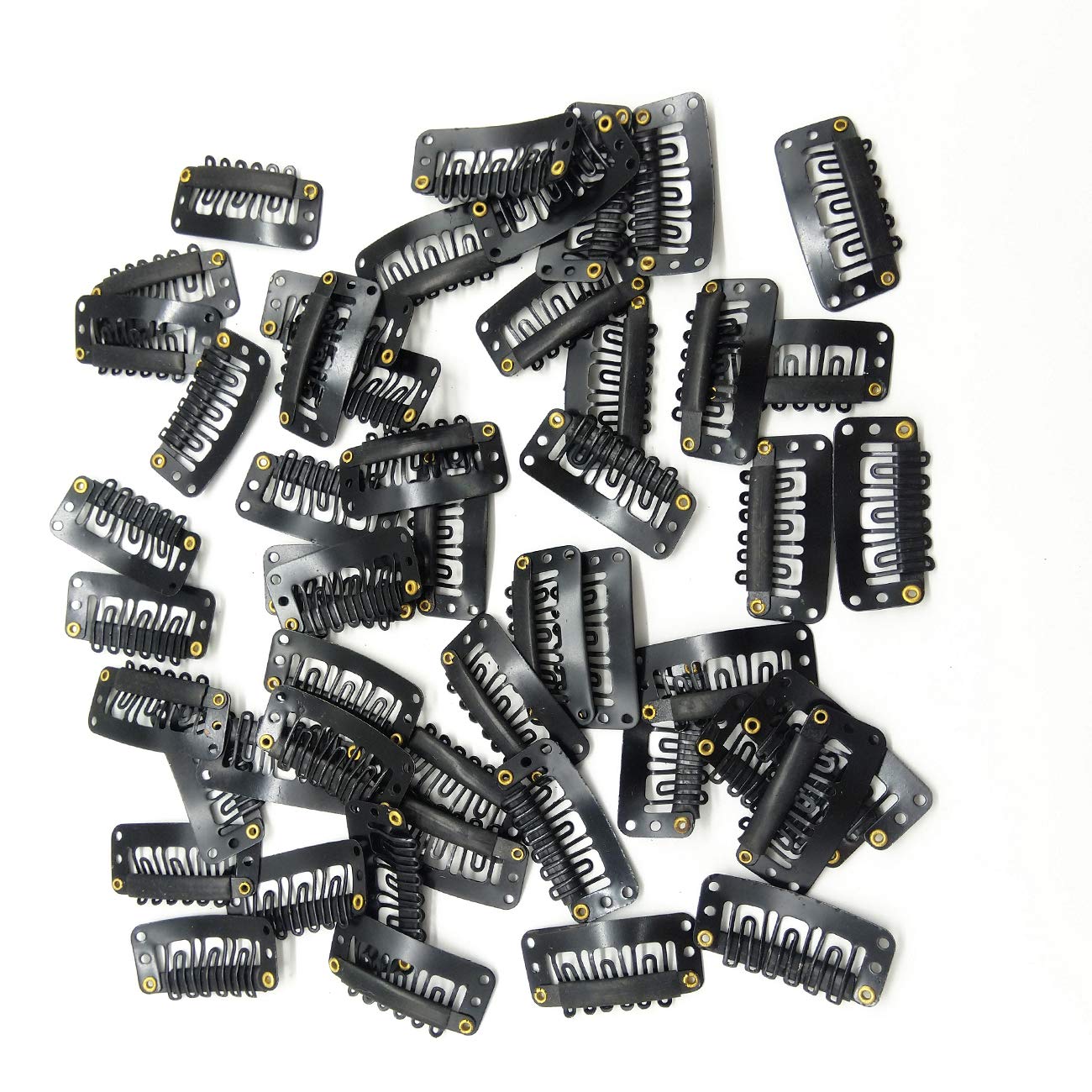 BLUSHIA 14-Piece Hair Extension Clips for Women & Men - Black Remy Human Hair Weft Clips (3.4cm) - Snap-In Wig Clips for Hair Patches, Bridal Dupatta & Everyday Styling - Perfect for Weddings, Parties & Daily Hair Volume Boost