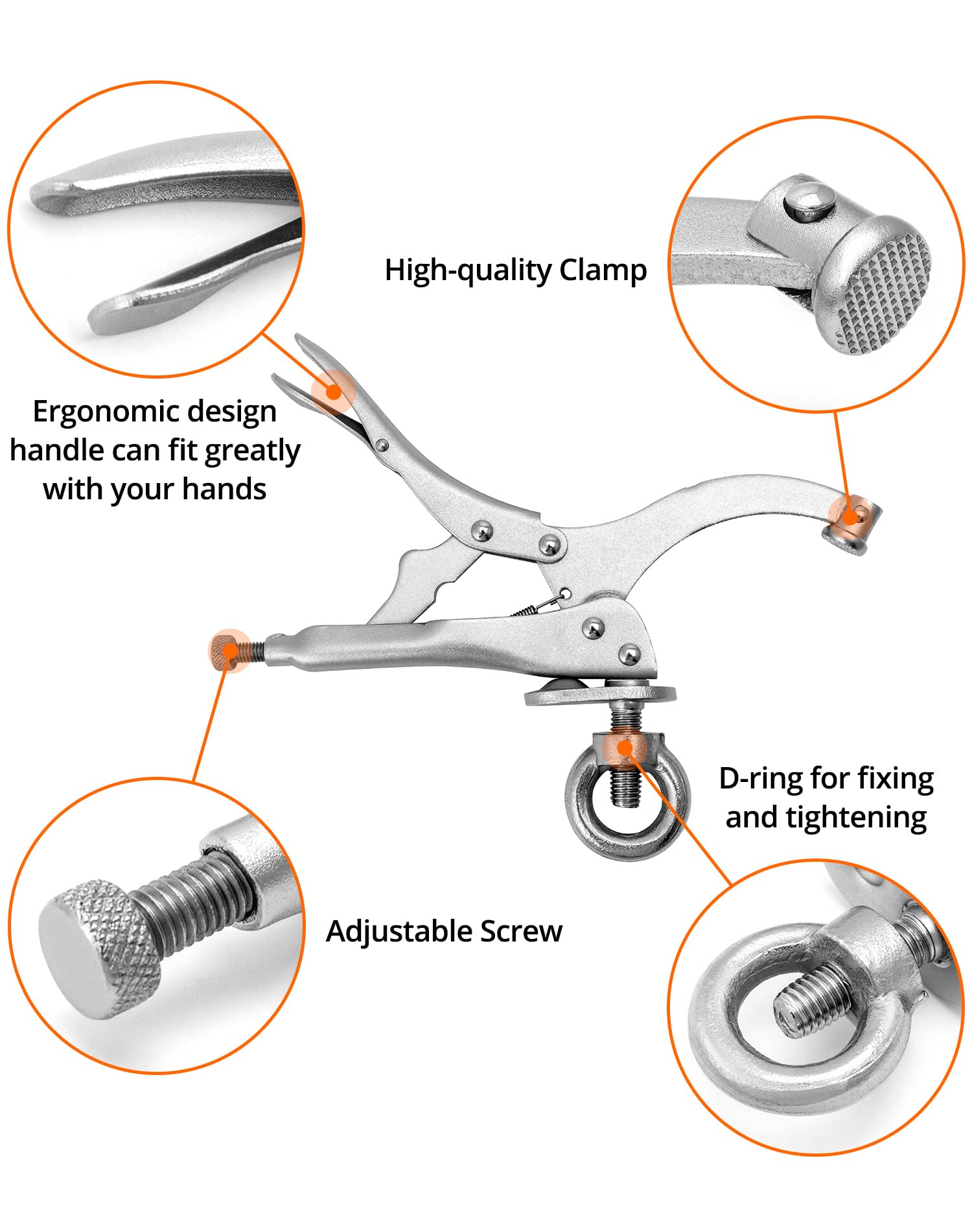 QWORK 9-Inch Drill Press Locking Clamp - 2 Pack Heavy Duty Fixing Clamp with Strong Grip for Woodworking, Metalworking & DIY Projects