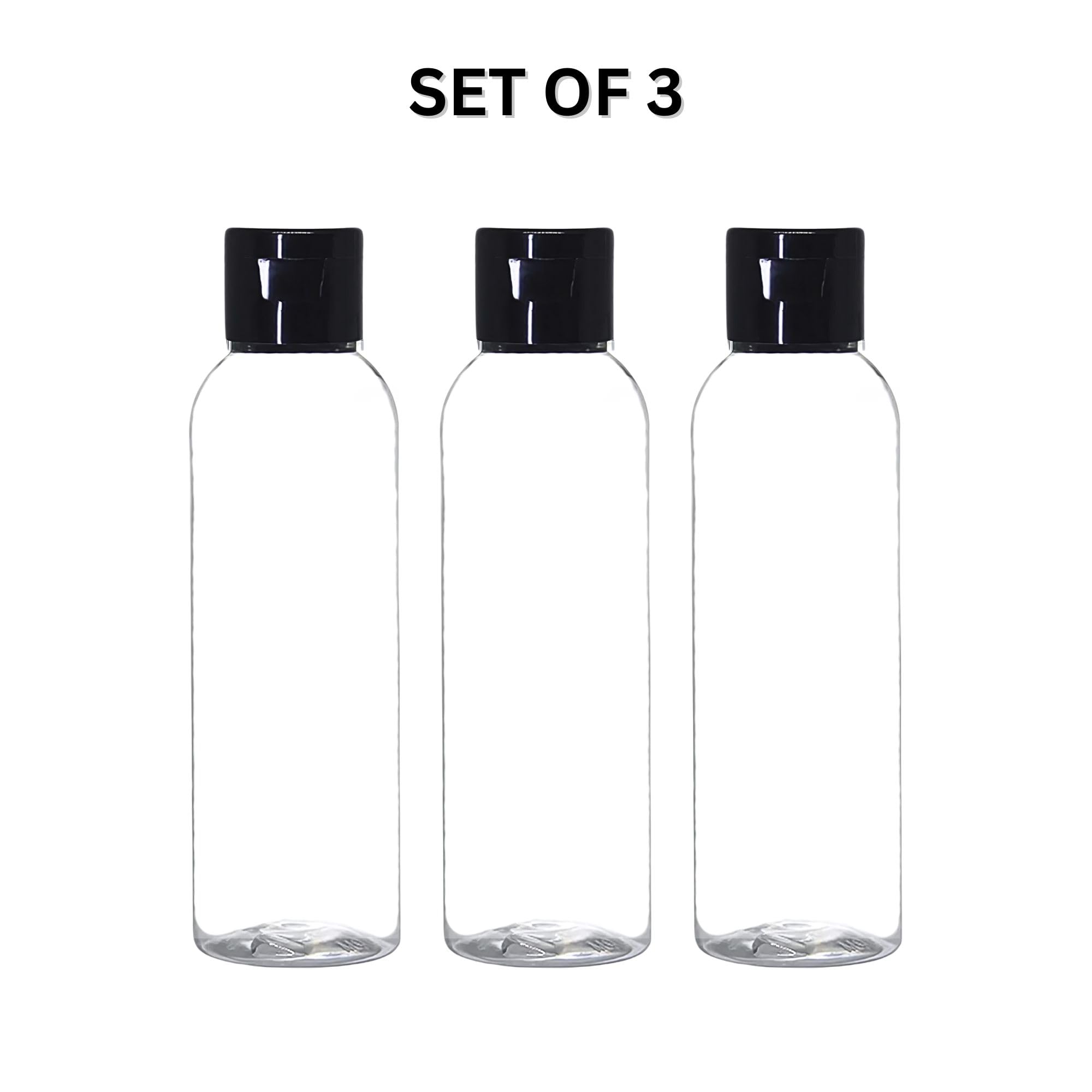 100ml Empty Clear Plastic Refillable Travel Bottles - 3 Pack Small Squeeze Containers with Black Flip Cap for Toiletries, Shampoo, Lotion, Cream - Perfect for Travel, Gym, Camping & Home Organization