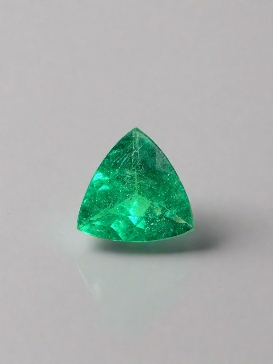 0.70 Carat 6.3x6.5mm Intense Bluish Green Natural Trillion Cut Emerald Gemstone - Perfect for Jewelry Making, Engagement Rings & Unique Gifts