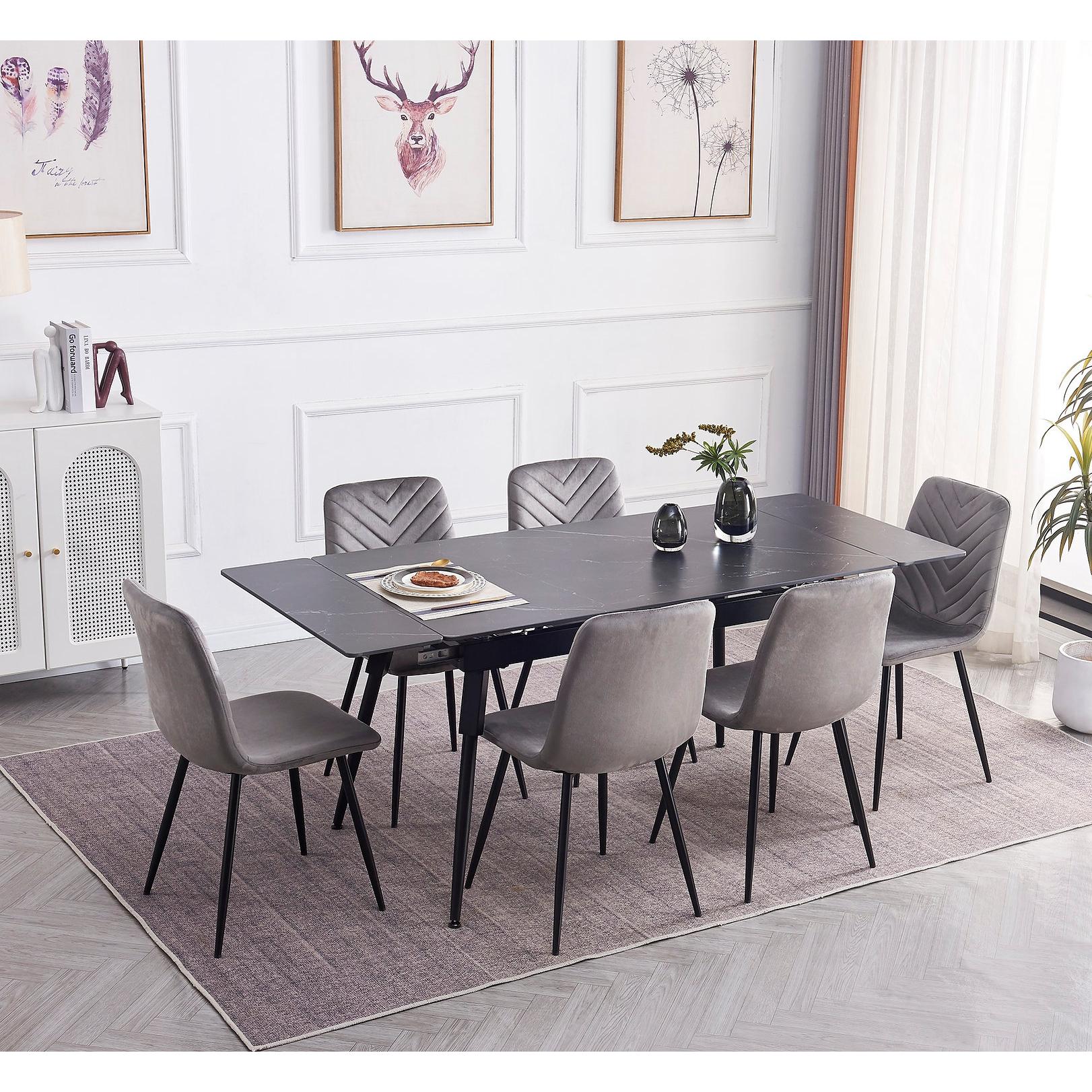 IFDC 1817 Stone Top Dining Table - Modern & Durable Kitchen Table for Home, Restaurant, or Office - Perfect for Family Dinners, Entertaining Guests, and Workspace Meetings