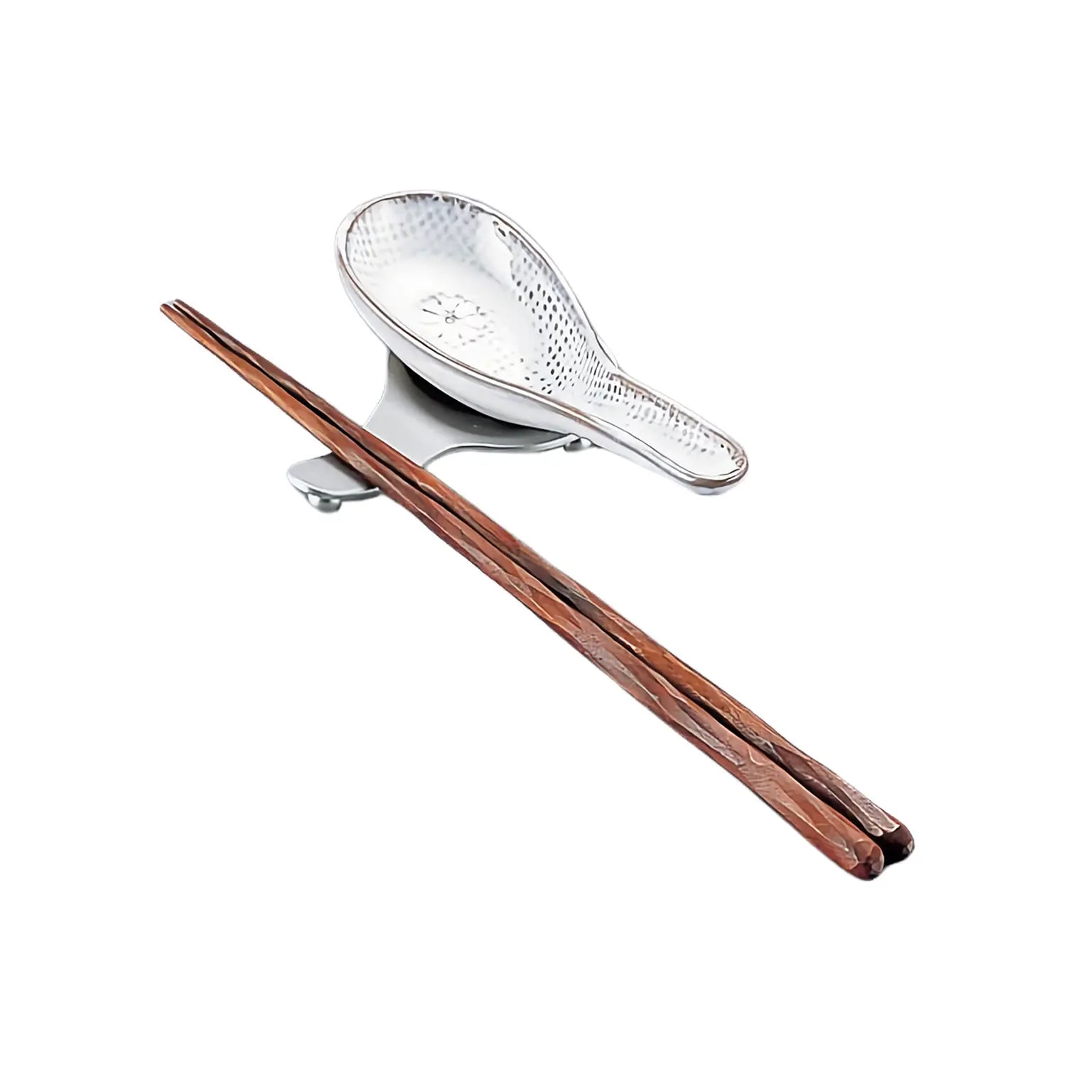 Premium EBM Stainless Steel Chopsticks & Renge Spoon Rest Set - Elegant Asian Dining Utensils for Sushi, Ramen, and Home Kitchen Decor
