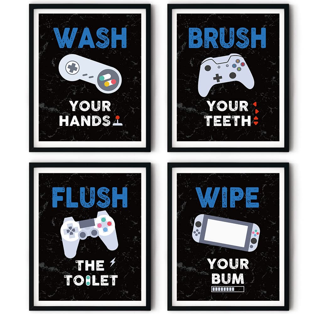 Funny Video Game Wall Art Prints - Set of 4 Unframed 8