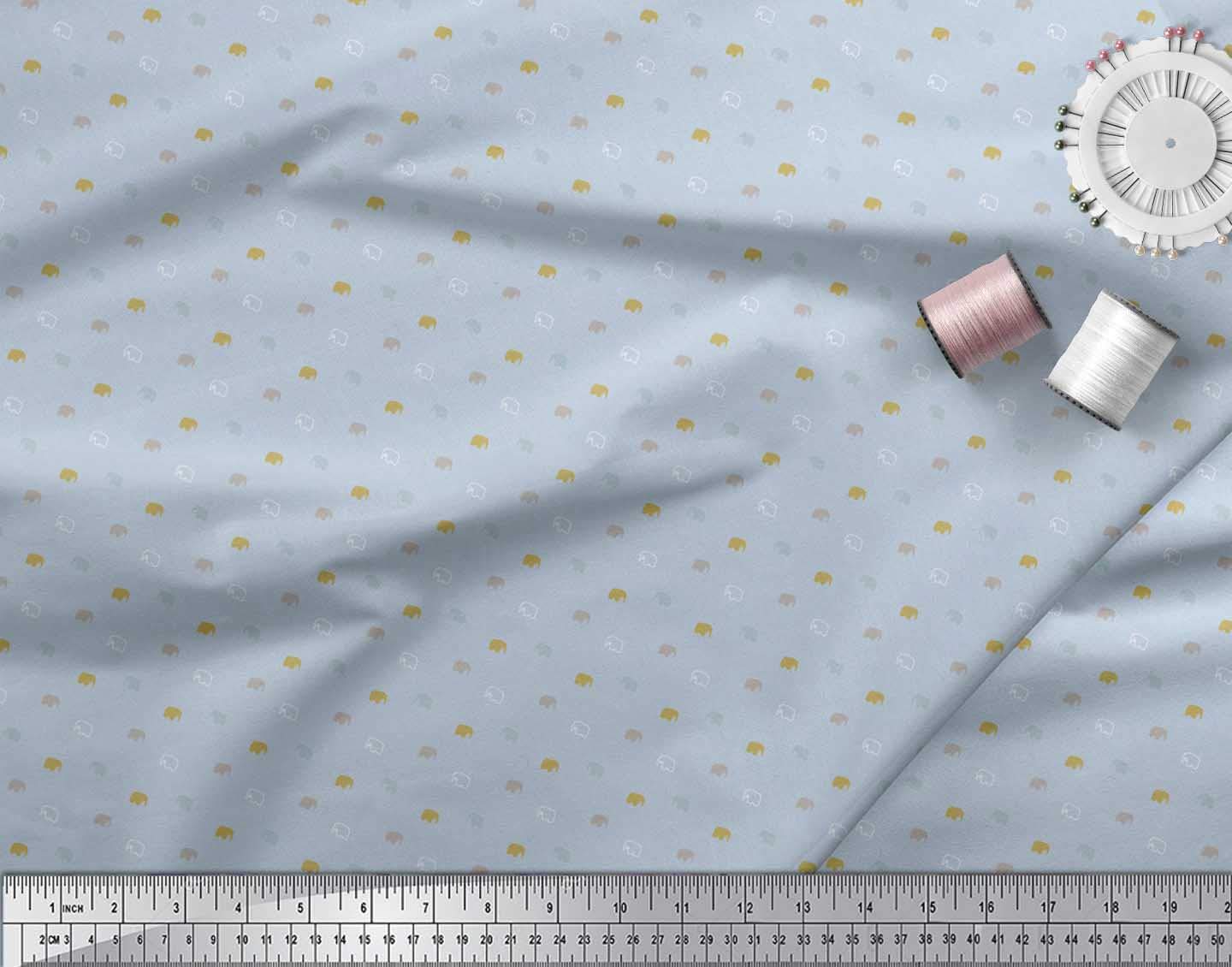 Soimoi Moss Georgette Brown Fabric by The Yard - 42 Inch Wide Baby Elephant Printed Cotton Shirting Fabric for Dresses, Blouses & DIY Sewing Projects - Elegant Animal Print Material for Women's Fashion