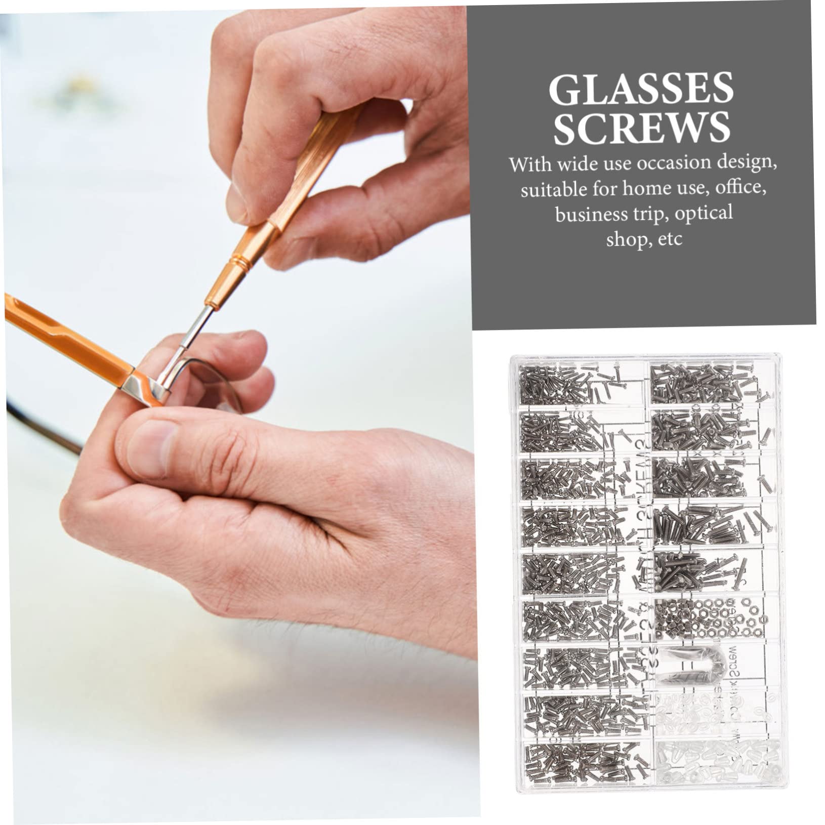 BCOATH 1 Set Metal Glasses Screws & Sunglasses Repair Kit - Premium Replacement Screws for Eyeglasses & Sunglasses Frames - Perfect for DIY Glasses Repair at Home, Office, or Travel