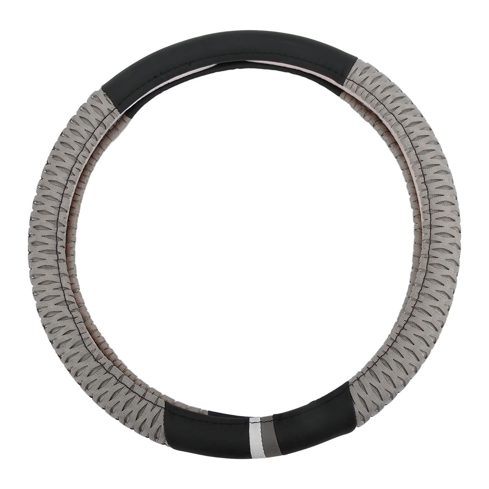AQXREIGHT Universal Anti-Slip Steering Wheel Cover - Genuine Leather Feel, Grey Car Accessory for Comfort & Style - Perfect for Daily Commute, Road Trips & Vehicle Customization