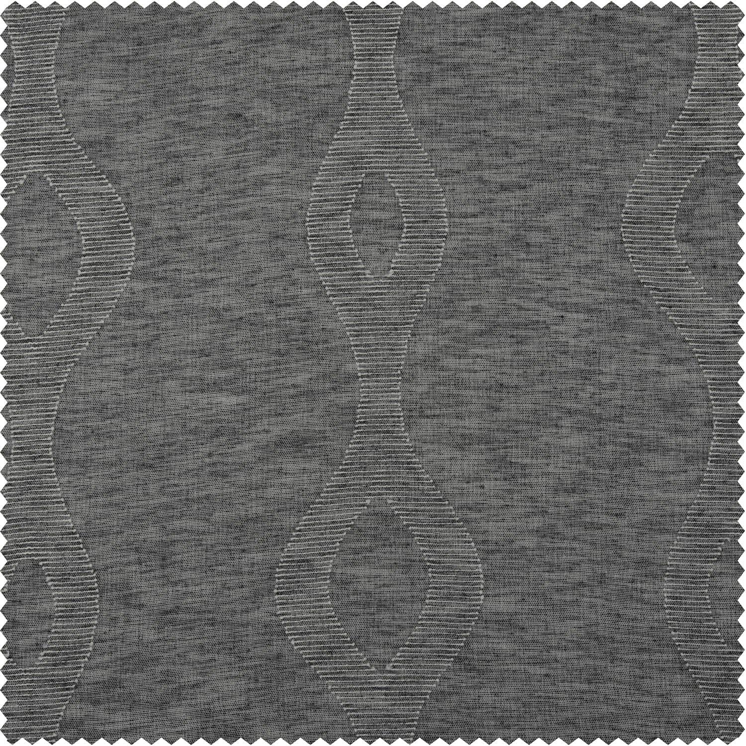 Premium Vega Charcoal Striped Faux Linen Fabric Swatch - Perfect for Upholstery, DIY Projects & Home Decor