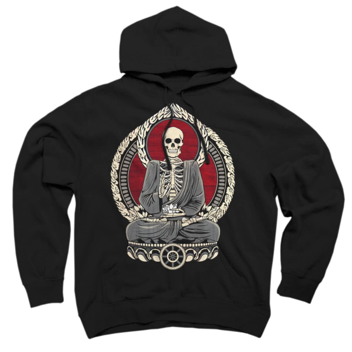Design By Humans Unisex Starving Buddha Cherry Print Pullover Hoodie - Soft Cotton Casual Sweatshirt for Men & Women - Perfect for Streetwear, Loungewear & Everyday Fashion