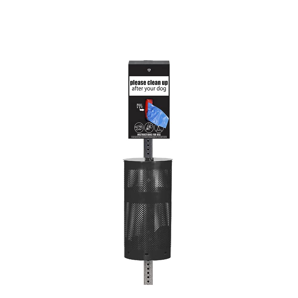 Low Profile Dog Waste Station with Tissue Dispenser - Matte Black | Outdoor Pet Cleanup Solution for Parks, Yards & Sidewalks