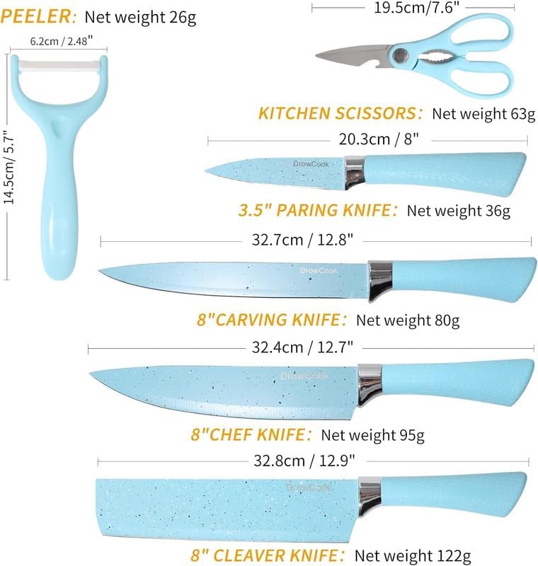 Professional Chef Knife Set - Sharp Kitchen Knives for Chopping Vegetables | Cooking & Food Prep