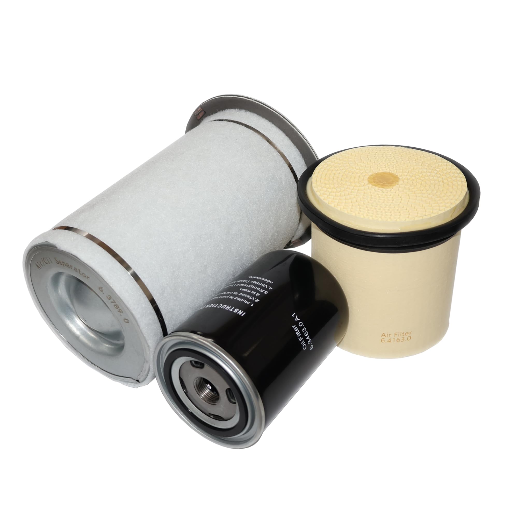 ASD/Ask Model Air Compressor Filter Kit - 6.3789.0 Air/Oil Separator, 6.4163.0 Air Filter & 6.3463.0 Oil Filter Replacement Set | Compatible with Industrial Compression Equipment | Workshop & Garage Maintenance Accessories