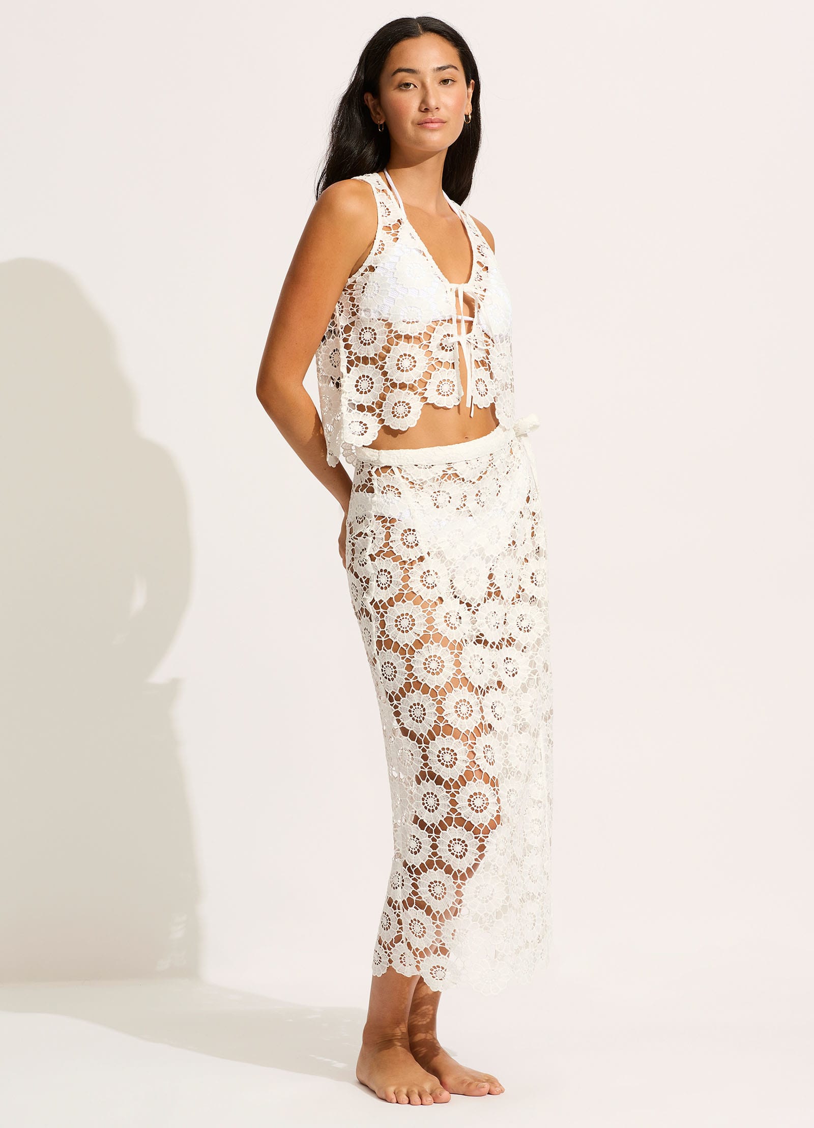 Secret Garden Maxi Wrap Skirt for Women - Flowy White Long Skirt - Boho Beach Wedding Summer Outfit