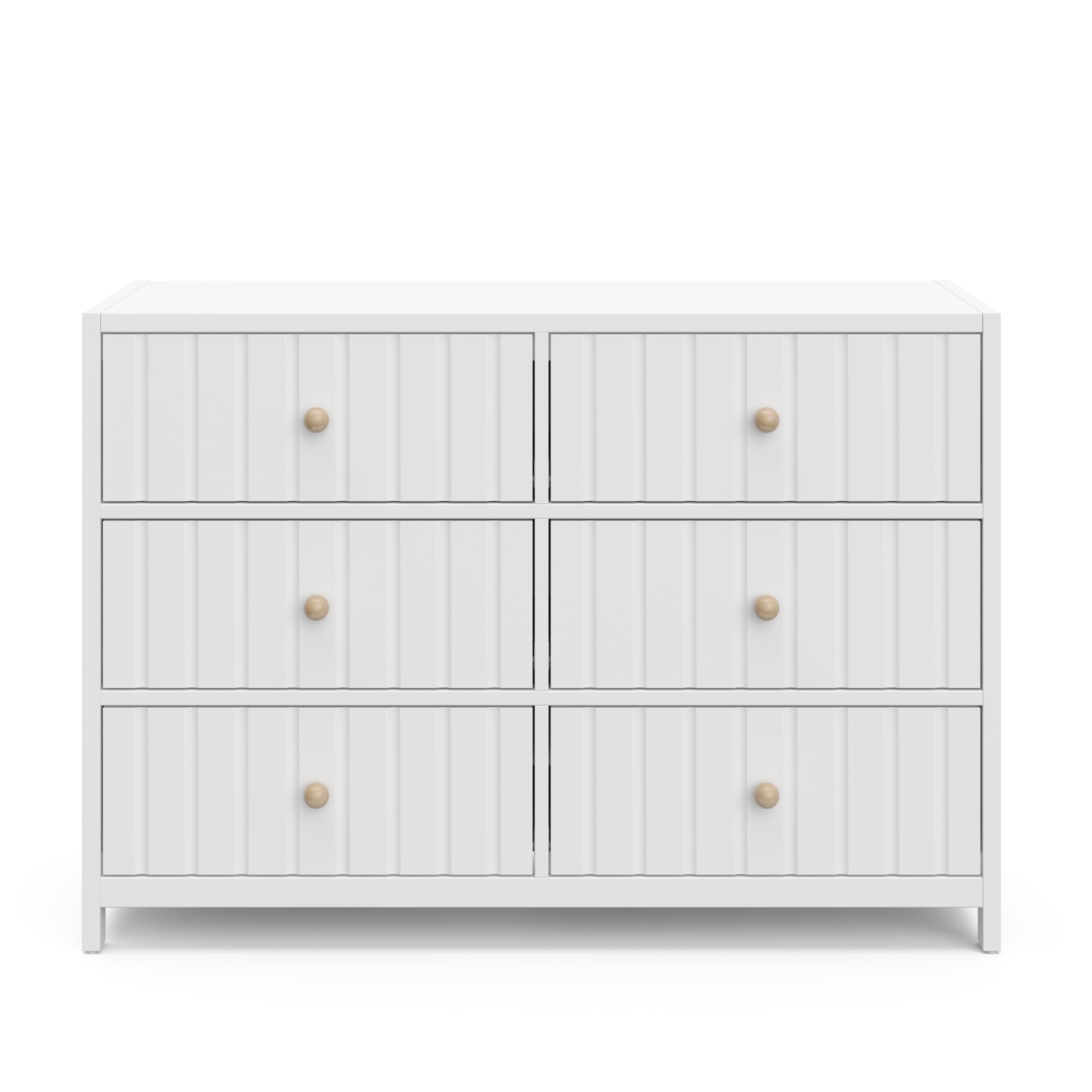 Graco Teddi 6-Drawer Double Dresser in White | GREENGUARD Gold Certified Nursery Furniture with Interlocking Drawer System & Pre-Installed Tracks | Includes 2 Knob Sets for Customization | Perfect for Baby Rooms, Kids Bedrooms & Nursery Storage Solutions
