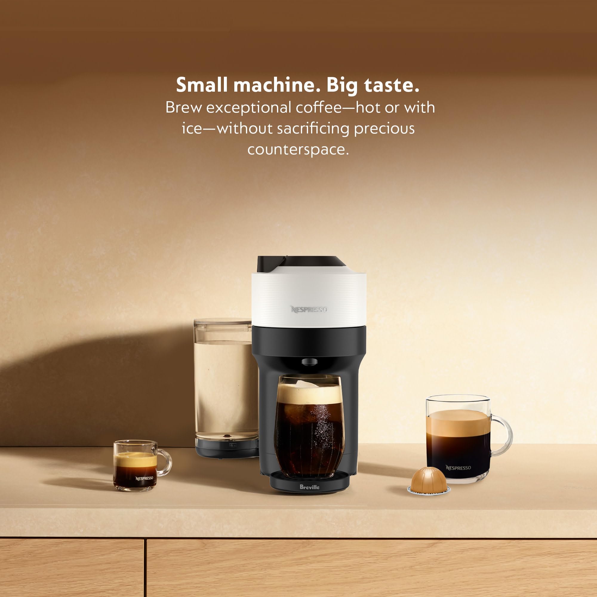 **Breville Nespresso Vertuo Pop+ Coffee & Espresso Maker with Milk Frother - Coconut White | Compact Single-Serve Machine for Home, Office & Gifts**