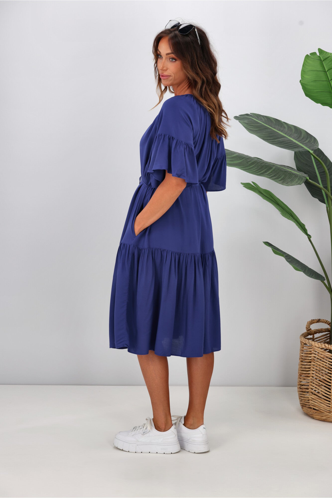 Betty Basics Bella Dress - Women's Casual Blue Floral Dress for Summer, Beach, and Everyday Wear