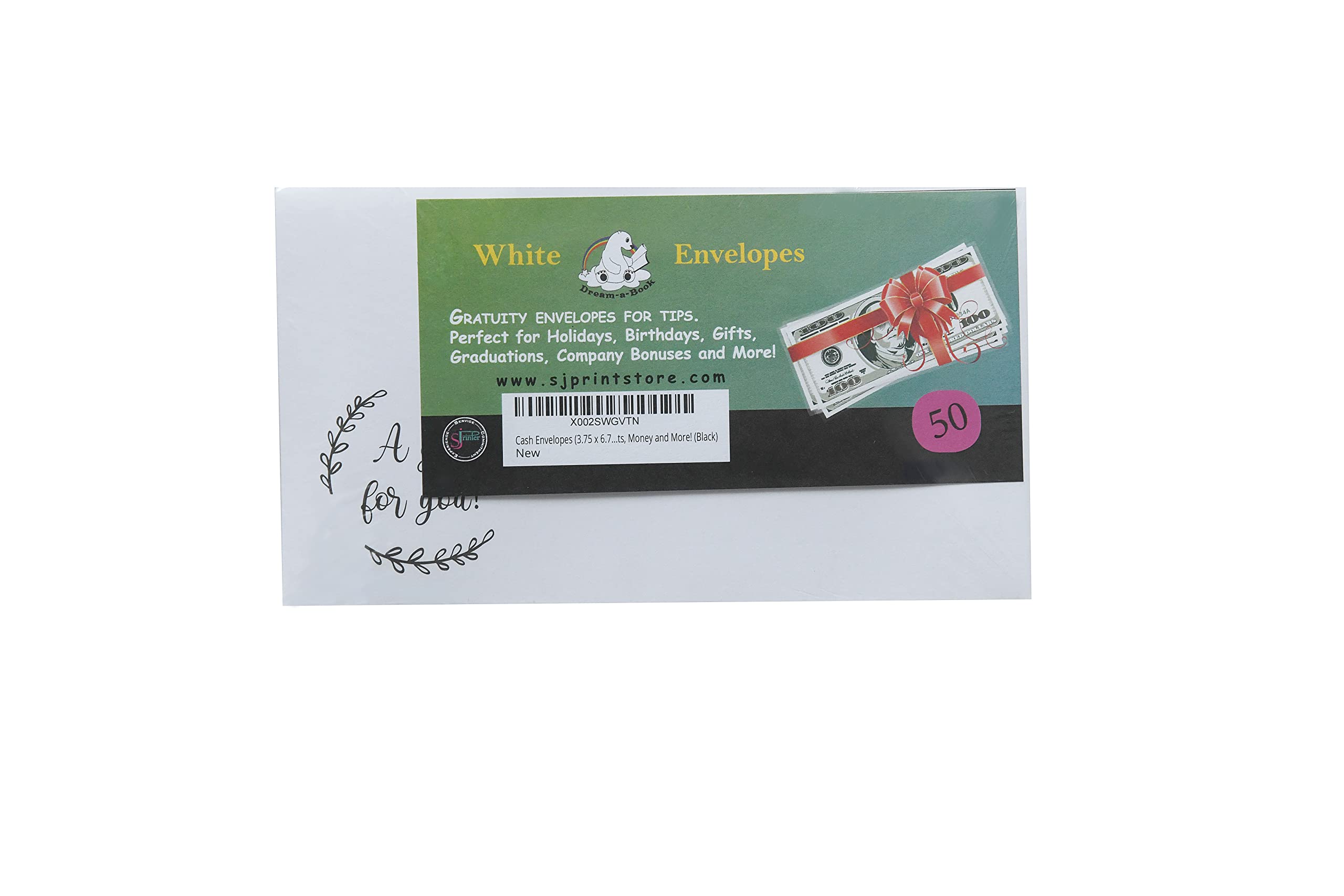 50 Pack Cash Envelopes for Gifts (3.75