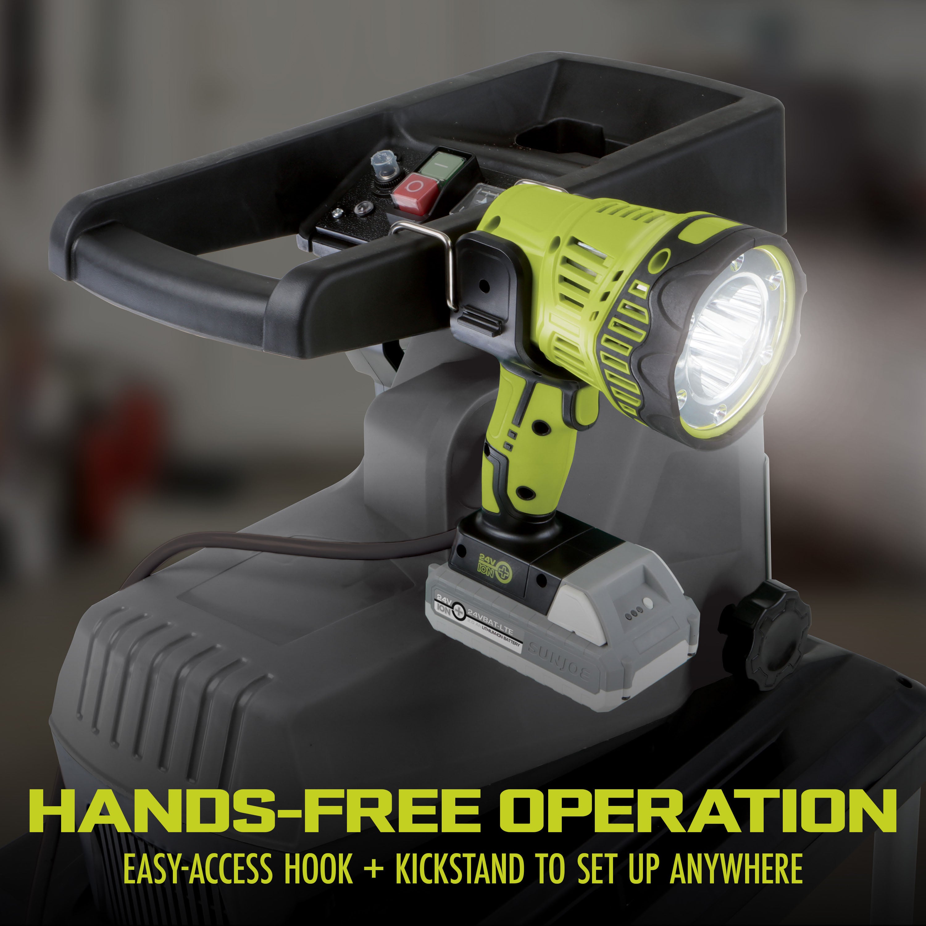 Sun Joe 24V 1500FL LTE IONMAX Cordless Rechargeable Flashlight with 700 Yard Beam - 1500 Lumens Spotlight & Floodlight Kit | 5 Lighting Modes | 90° Adjustable Head | Includes 2.0Ah Battery & Charger | Perfect for Camping, Hunting, Emergency & Outdoor Activities
