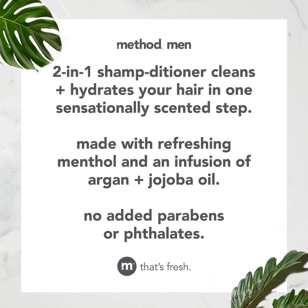 Method Men 2-in-1 Shampoo & Conditioner for Men - Glacier & Granite Scent - 14 oz Hydrating Hair Care - Perfect for Gym, Travel & Daily Use