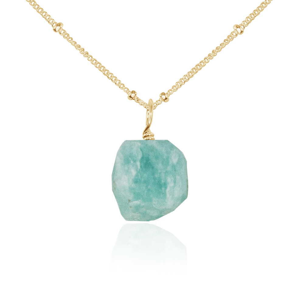 Natural Amazonite Crystal Pendant Necklace - Healing Stone Jewelry for Women, Chakra Balancing & Spiritual Protection | Perfect for Meditation, Yoga & Everyday Wear