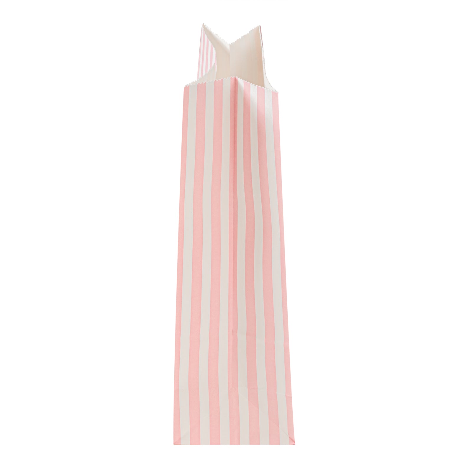 Pink and White Striped Paper Bags - 4 lb Capacity, 5 x 3.25 x 9.5 Inches - Pack of 100 - Perfect for Party Favors, Gift Packaging & Retail Shopping Bags