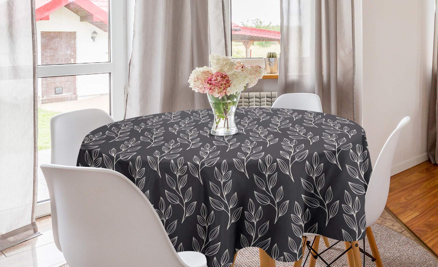 Ambesonne Vintage Botanical Round Tablecloth 60