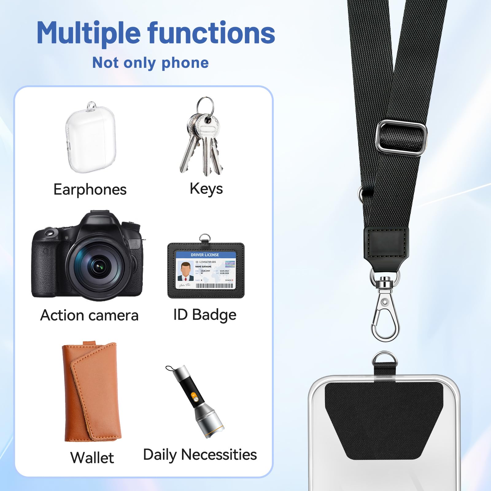 Universal Phone Lanyard with Patch - 2 Pack for Smartphones, ID & Keys - Home & Office Use