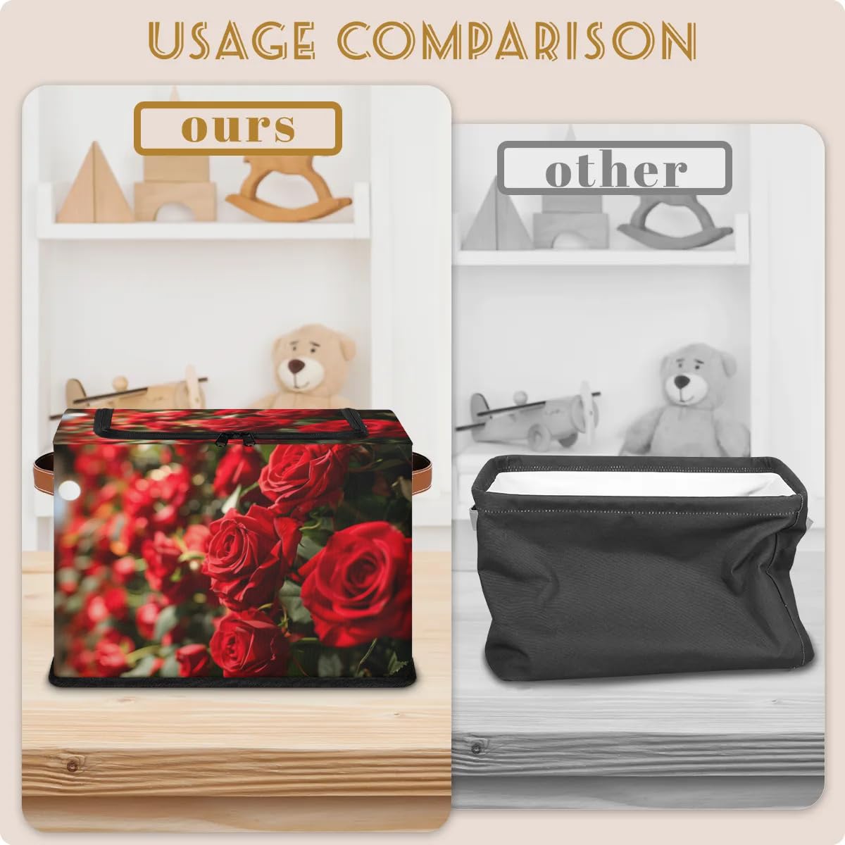 Valentine's Day Storage Boxes with Sturdy Handles - 2 Pack Zippered Storage Bins for Clothes, Toys & Home Organization - Perfect for Bedroom, Closet & Nursery Storage Solutions