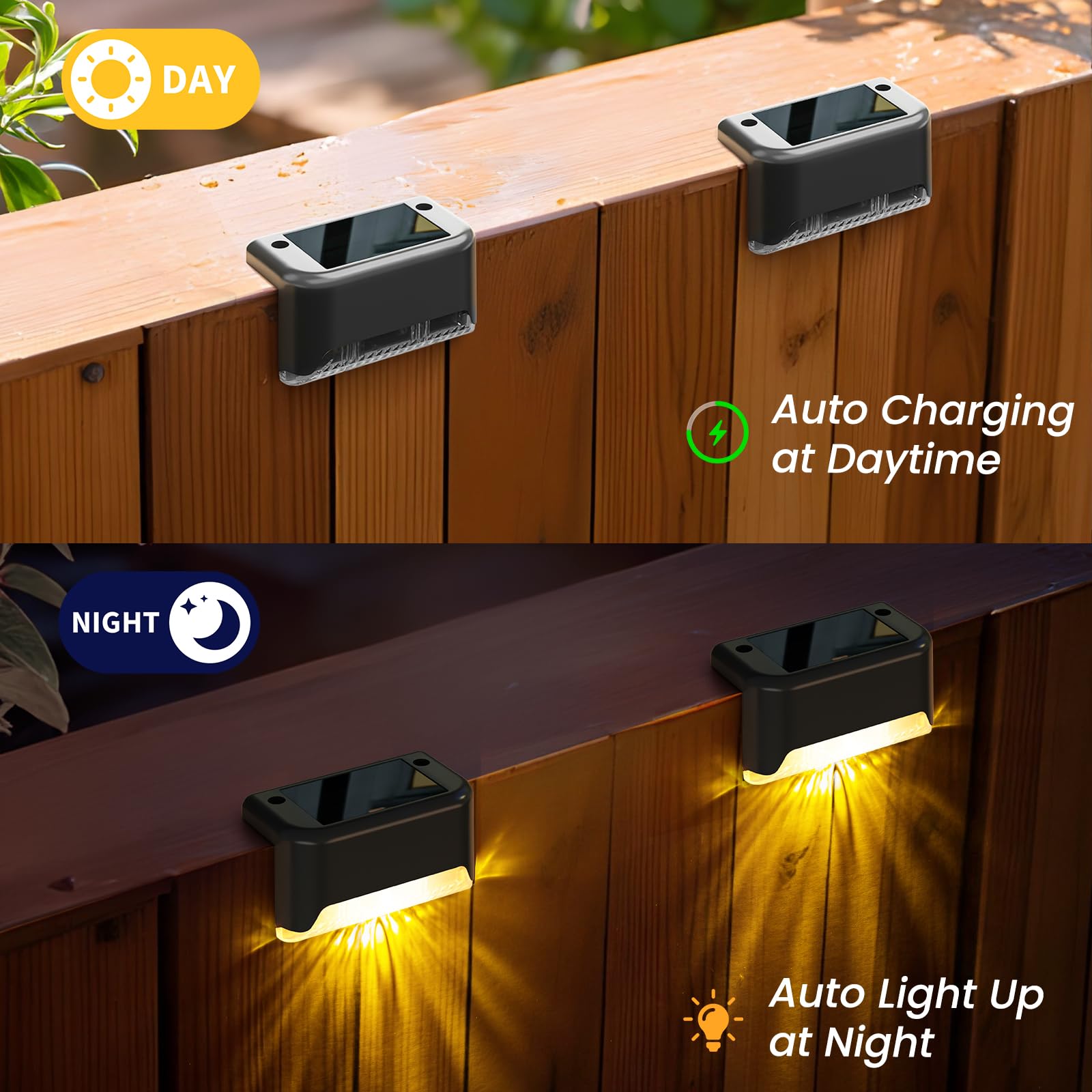 APONUO 16 Pack Solar Deck Lights - Waterproof Outdoor LED Solar Step Lights for Stairs, Fence, Backyard & Patio (Warm White) | Perfect for Pathway, Garden & Landscape Lighting at Night