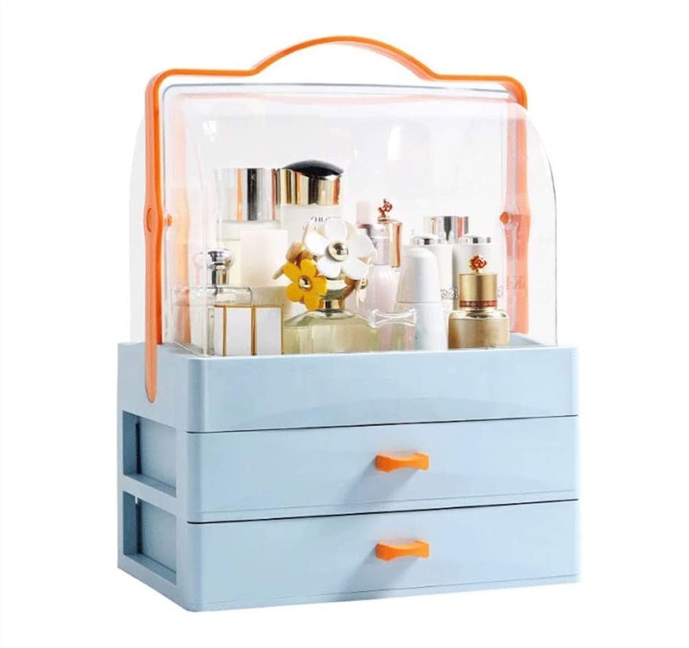 Makeup Organizer Box with Lid - Waterproof Cosmetic Storage Case with Handle | Dustproof Travel Beauty Organizer for Bathroom Counter, Bedroom Dresser & Vanity | Portable Makeup Display Box with Clear Cover