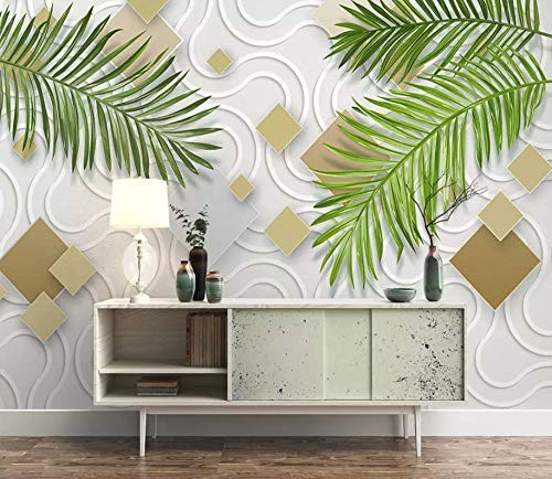 Abstract Line Leaf Wallpaper Mural - Modern Geometric Wall Art for Minimalist Home Decor, Living Room, Bedroom & Cafe Design - Perfect for Accent Walls, Feature Walls & Interior Design Projects