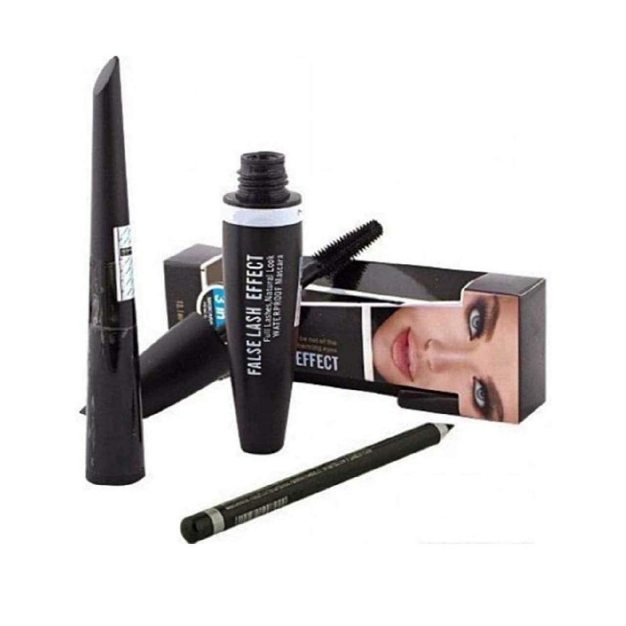 3-in-1 Professional Eyebrow Pencil with Eyeliner & Mascara + Highlighter & Contour Stick - 4 Piece Makeup Set for Perfect Brows, Eyes & Face Contouring | Ideal for Daily Use, Professional Makeup Artists & Travel