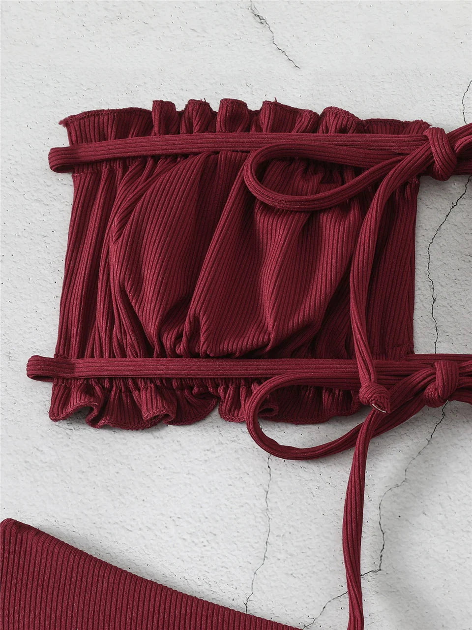 Sexy Back Lace Up Bikini Set - Women's Solid Hollow Out Swimwear for Beach & Pool - Perfect for Summer Vacation, Tropical Getaways and Swim Parties