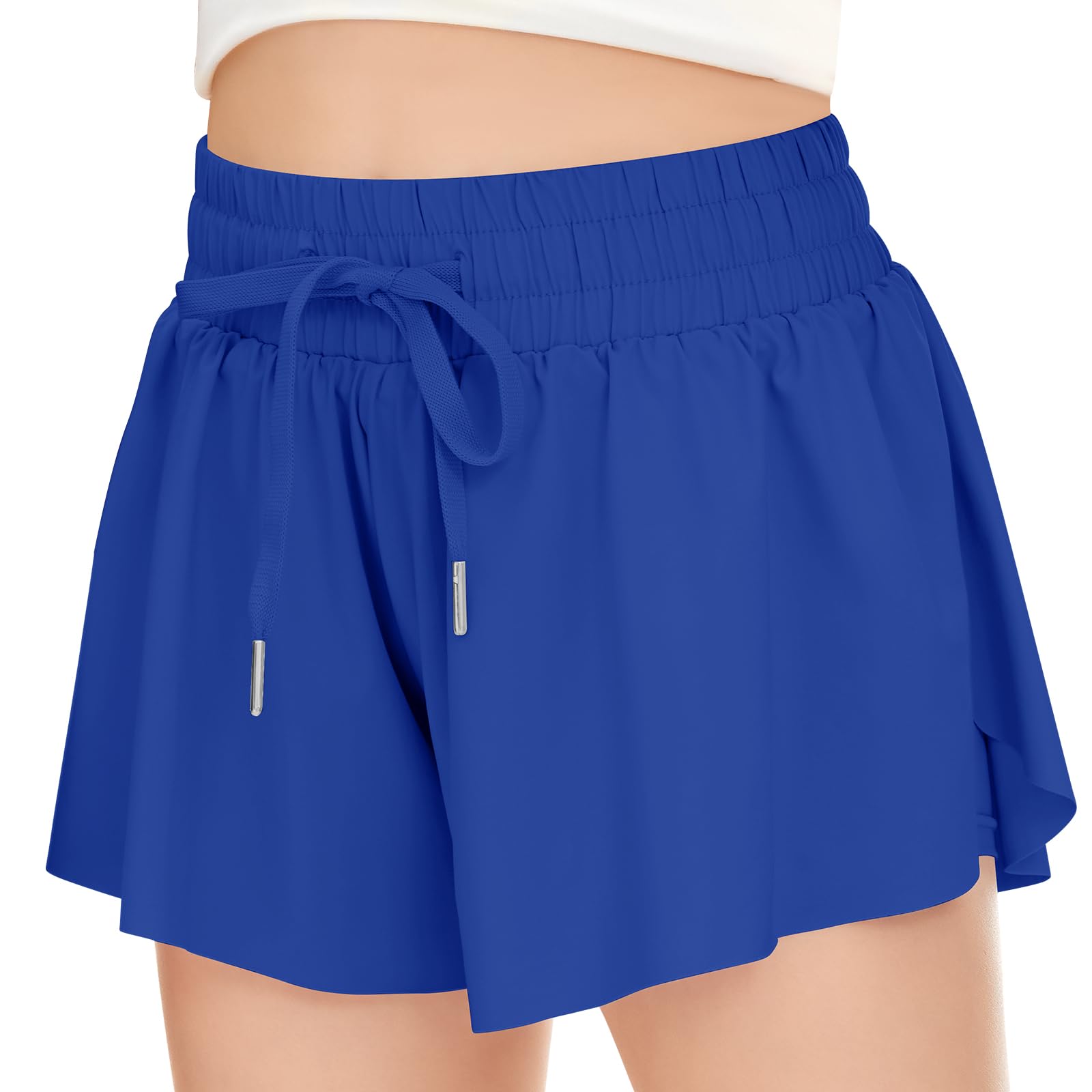 Girls Athletic Running Shorts with Pockets - 2-in-1 Butterfly Spandex Shorts for Teens & Youth | Perfect for Sports, Workouts & Casual Wear