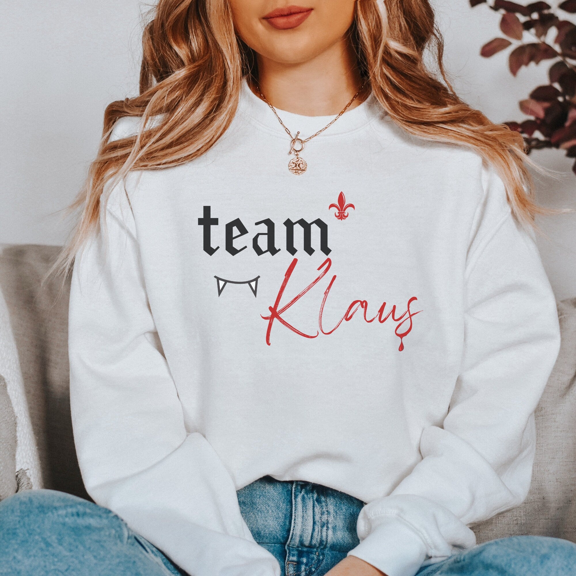 Team Klaus Sweatshirt | The Vampire Diaries & The Originals Fan Gift | Klaus Mikaelson Merch | TVD Christmas Sweater | Perfect for Cosplay, Fan Conventions & Holiday Gifting