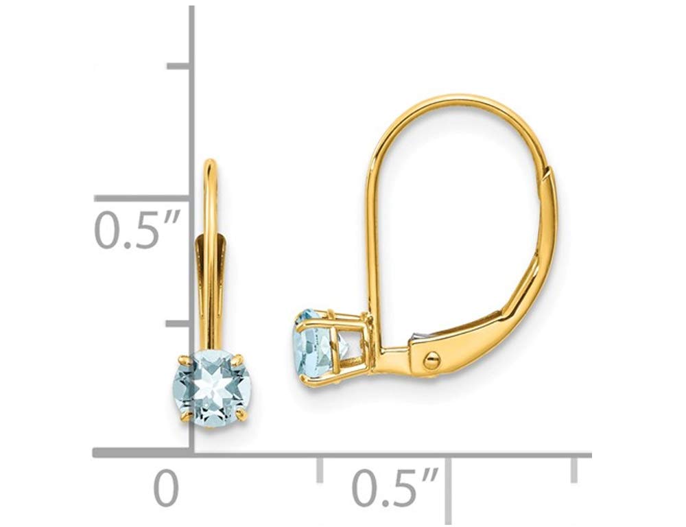 2/5 Carat (ctw) Natural Aquamarine Hoop Earrings in 14K Yellow Gold - Elegant Jewelry for Women, Perfect for Weddings, Parties & Everyday Wear