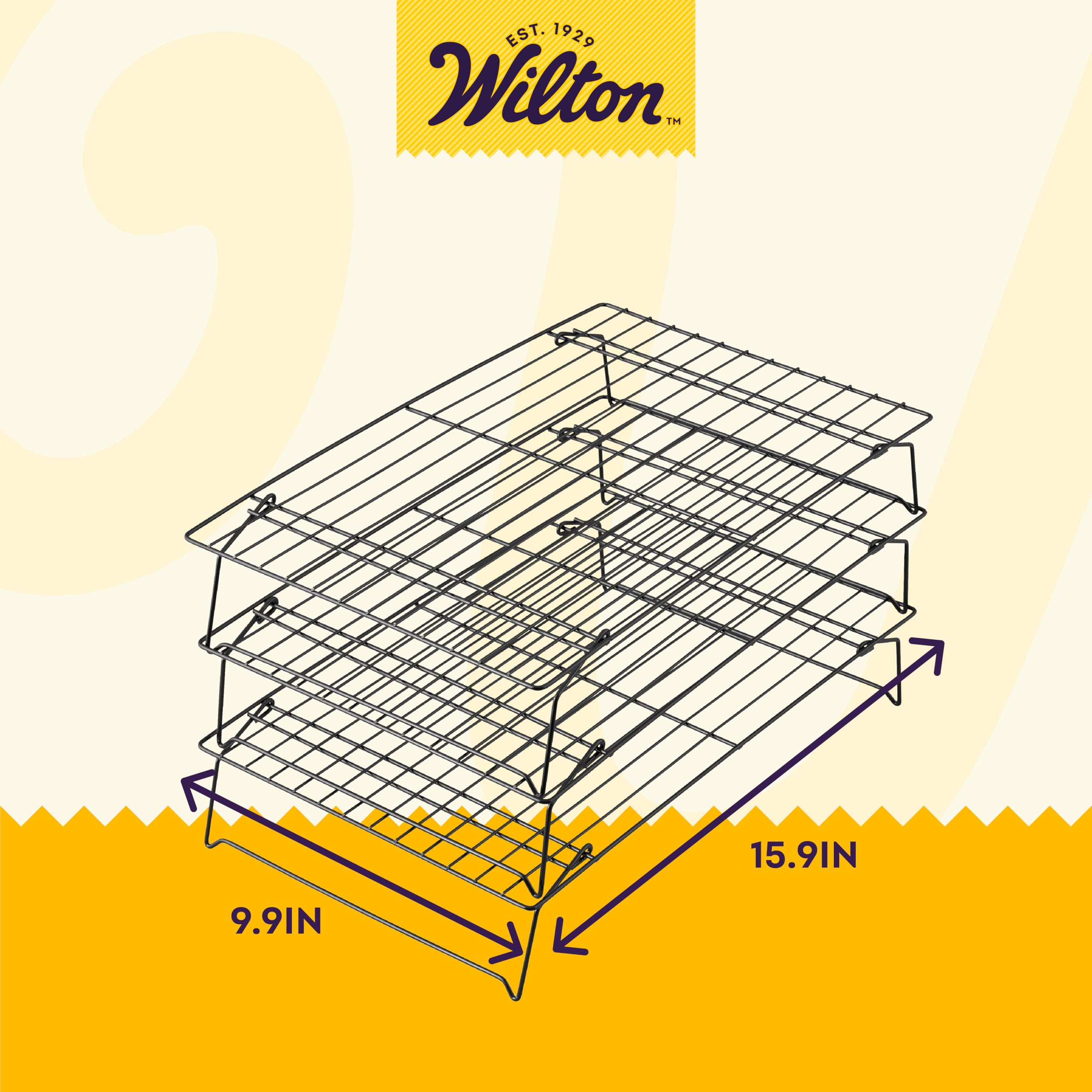 Wilton Excelle Elite 3-Tier Cooling Rack for Baking - Perfect for Cookies, Cakes & Finger Foods - Black
