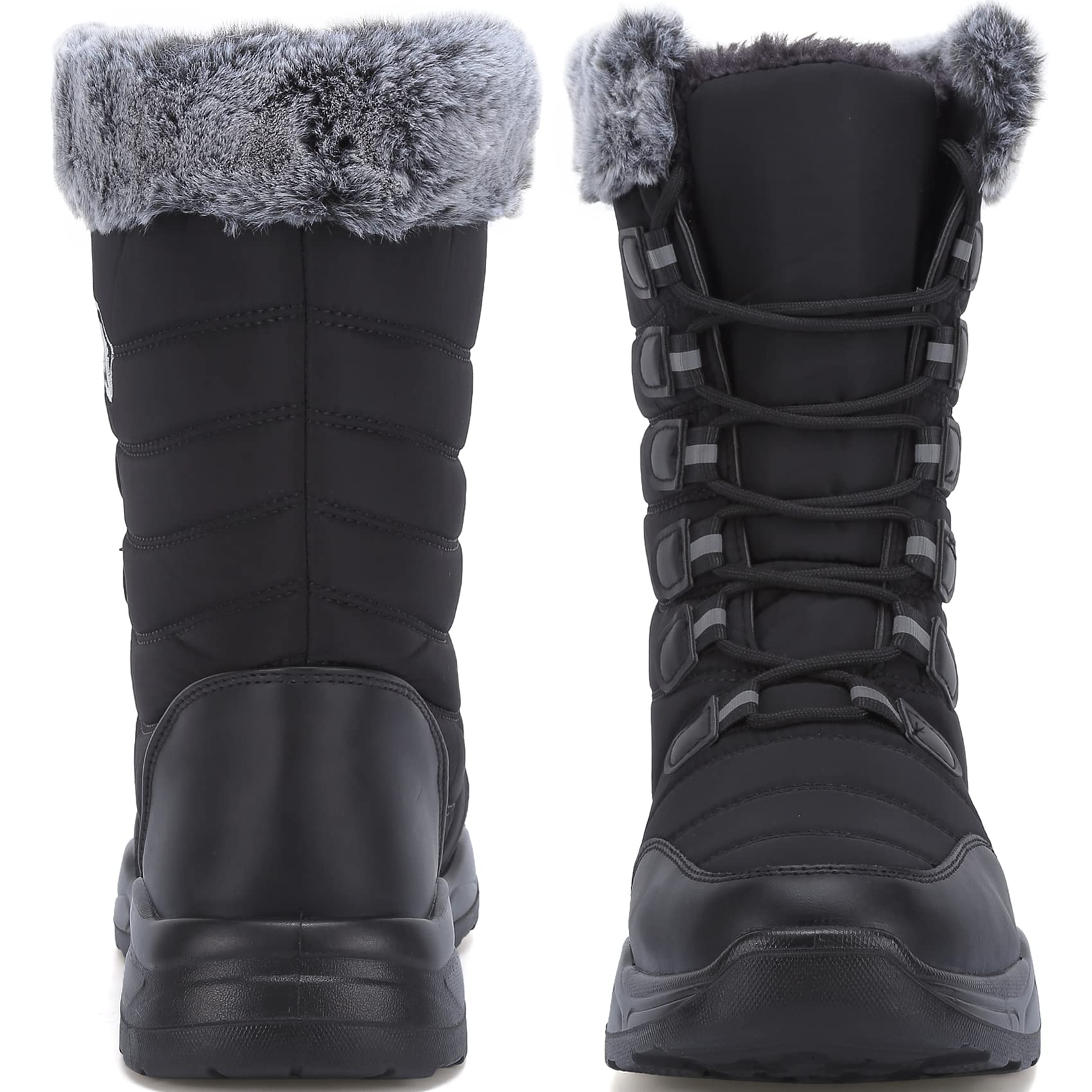 DimaiGlobal Women's & Men's Waterproof Anti-Slip Winter Snow Boots - Warm Faux Fur Lined Tall Boots for Outdoor Walking, Hiking & Snow Activities - Comfortable Cold Weather Shoes for Women & Men