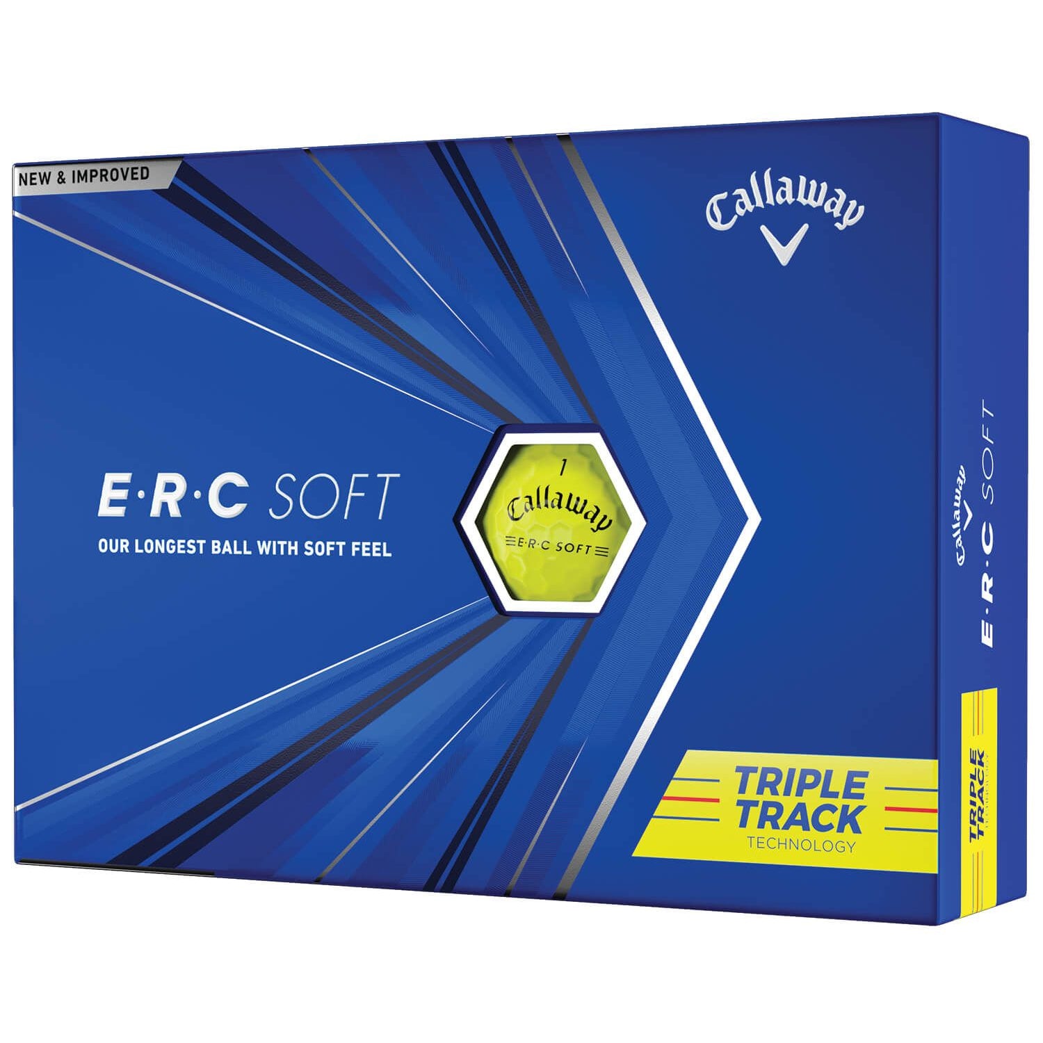 Callaway ERC Soft Triple Track Yellow Golf Balls - 12 Pack | High Visibility & Precision for Better Putting | Perfect for Golfers & Driving Range Practice