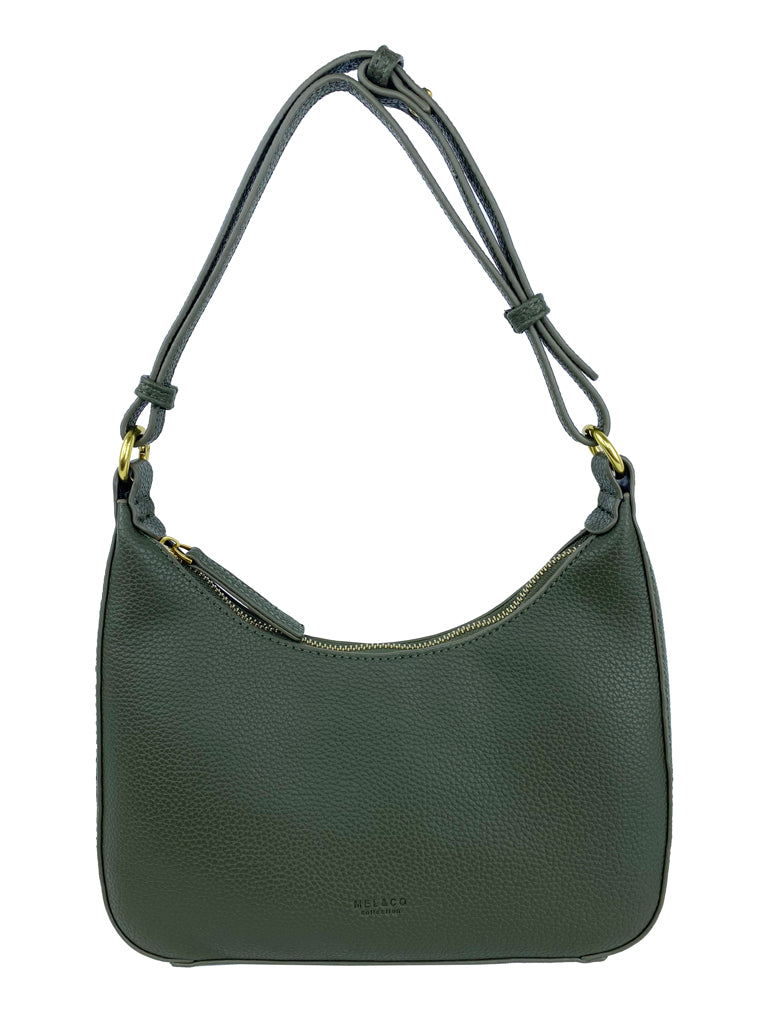 Mel&Co Pebbled Crescent Bag in Khaki - Stylish Crossbody Purse for Women, Perfect for Work, Travel & Everyday Use