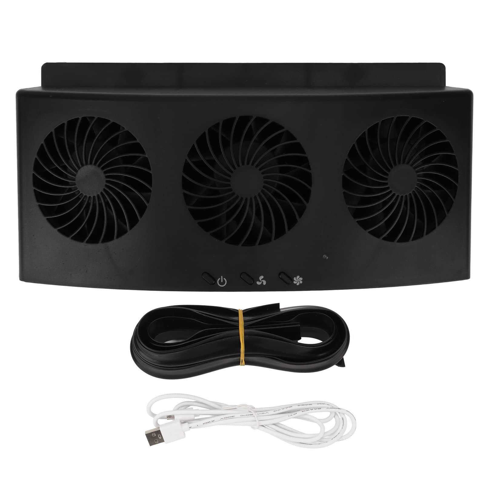 Solar Powered Car Exhaust Fan - USB Car Radiator Fan with 2 Speed Levels & Low Noise | ABS Material Black | Perfect for Electric Vehicle Ventilation & Air Circulation | Ideal for Road Trips, Parking & Hot Weather Use