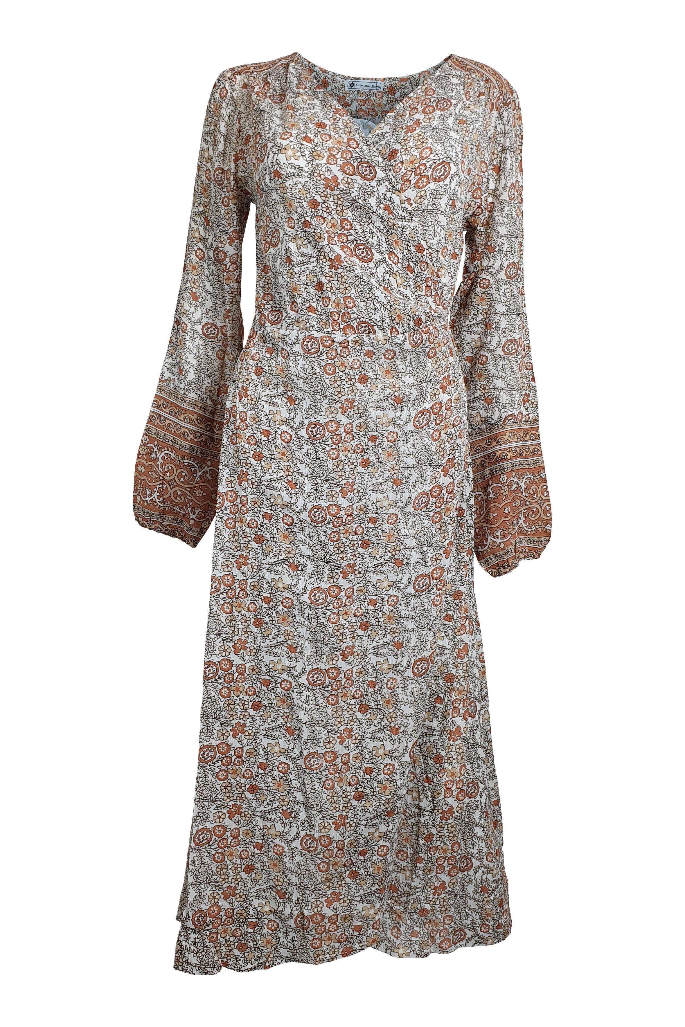 LITTLE MISS GYPSY Earthly Delights Meadow Wrap Midi Dress for Women - Floral Boho Summer Dress (S/M) - Perfect for Beach Vacations, Music Festivals & Date Nights