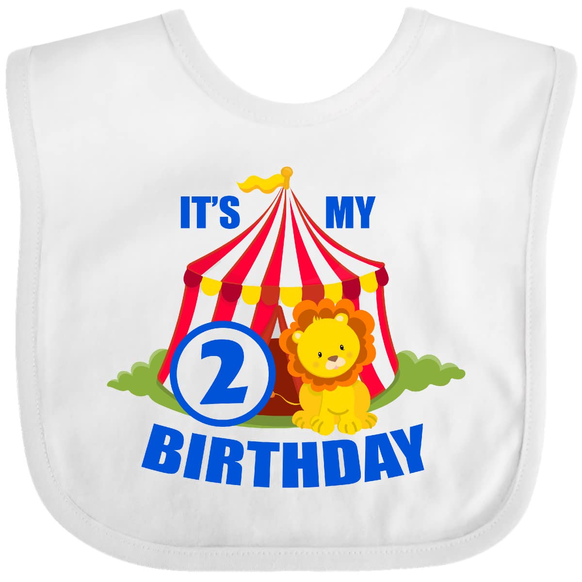 Inktastic 'It's My Birthday' Circus Tent with Lion 2-Year-Old Baby Bib - Perfect for Birthday Parties, Baby Showers & Toddler Milestone Celebrations
