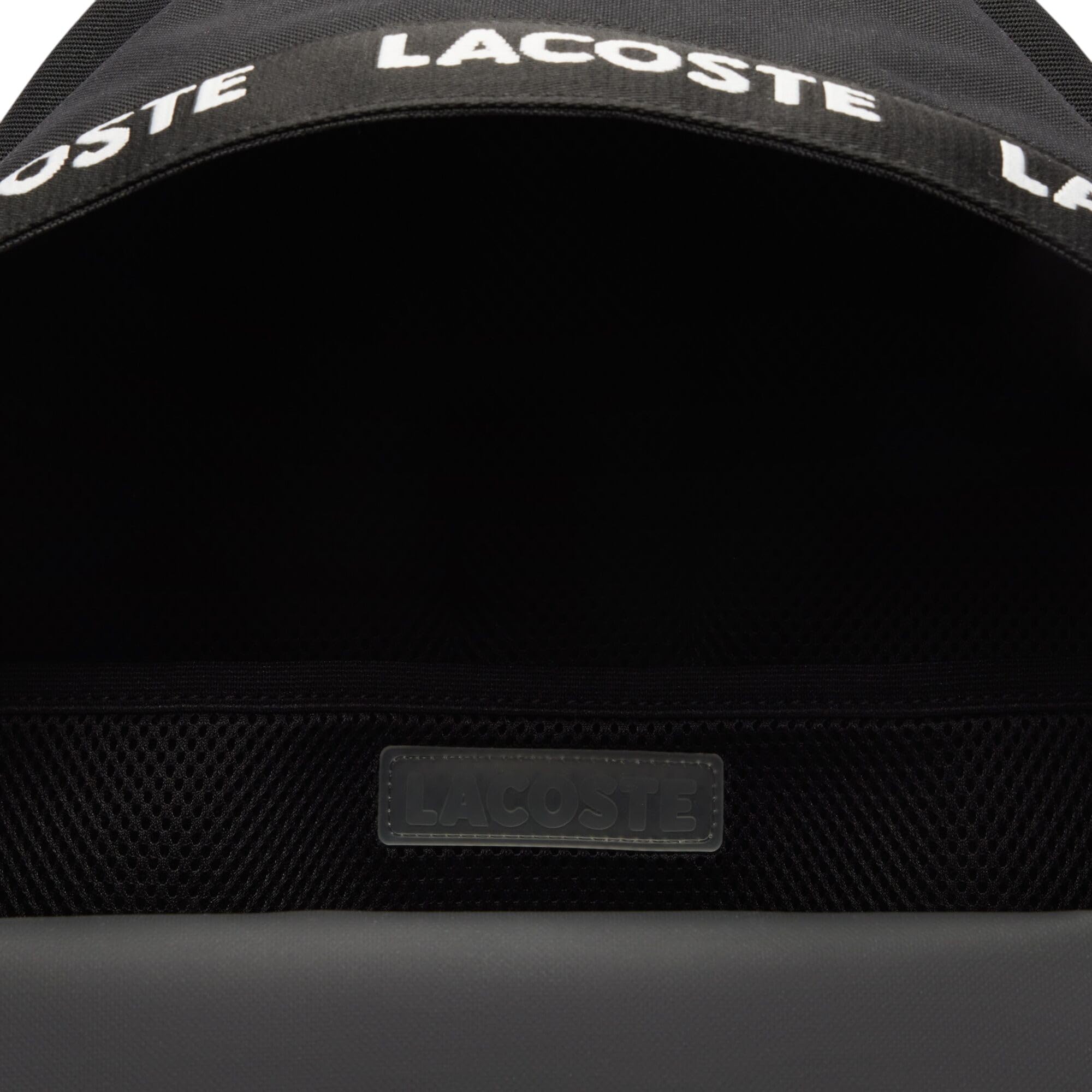 Lacoste Neocroc Logo Backpack for Men & Women - Waterproof Travel Backpack, Lightweight Laptop Bag for Work, School & Gym - Tape Black, One Size