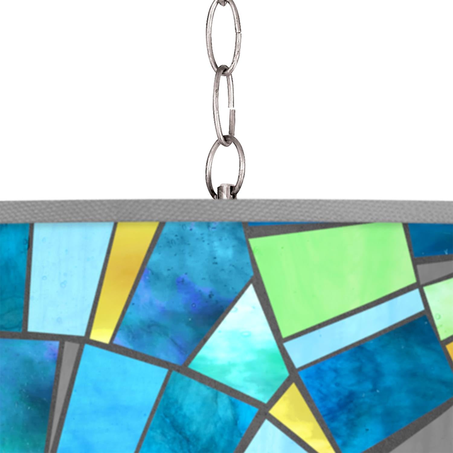 Lagos Mosaic Plug-in Swag Pendant Light with Printed Shade - Elegant Ceiling Lighting for Living Room, Bedroom, and Dining Room Decor